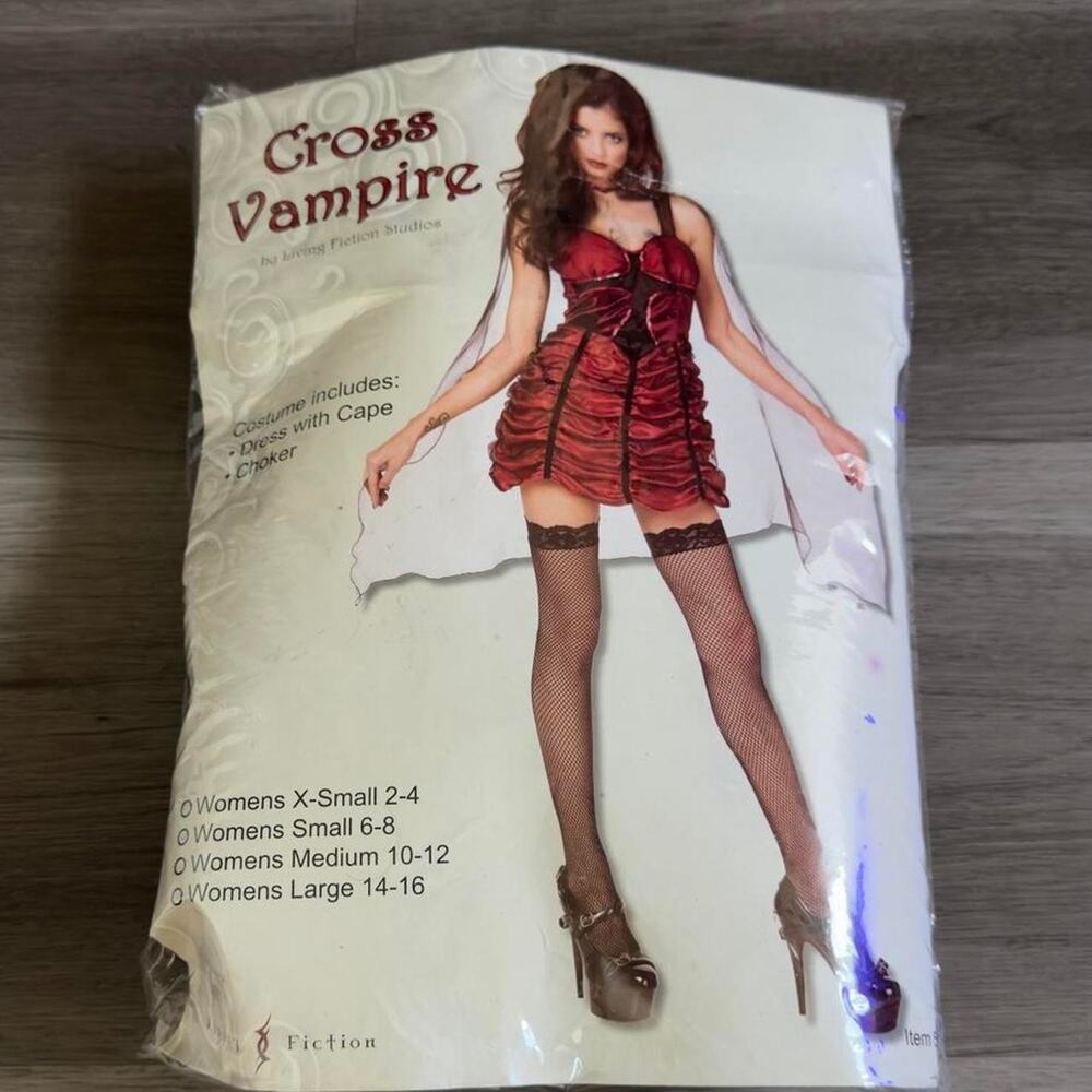 deadstock 2000s halloween costume red vampire dress and cape